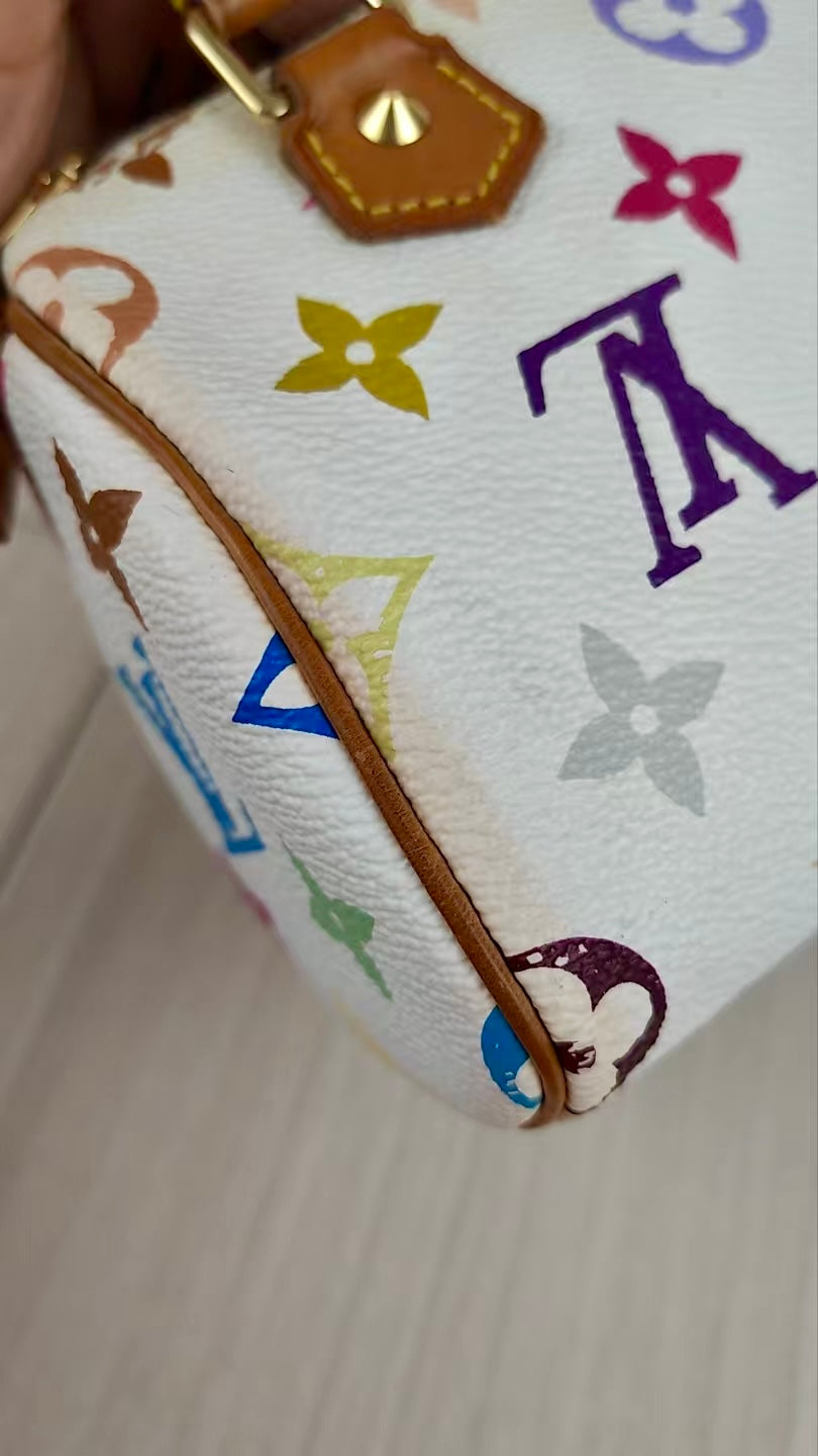 LV Multi Monogram Mini Speedy White Handbag