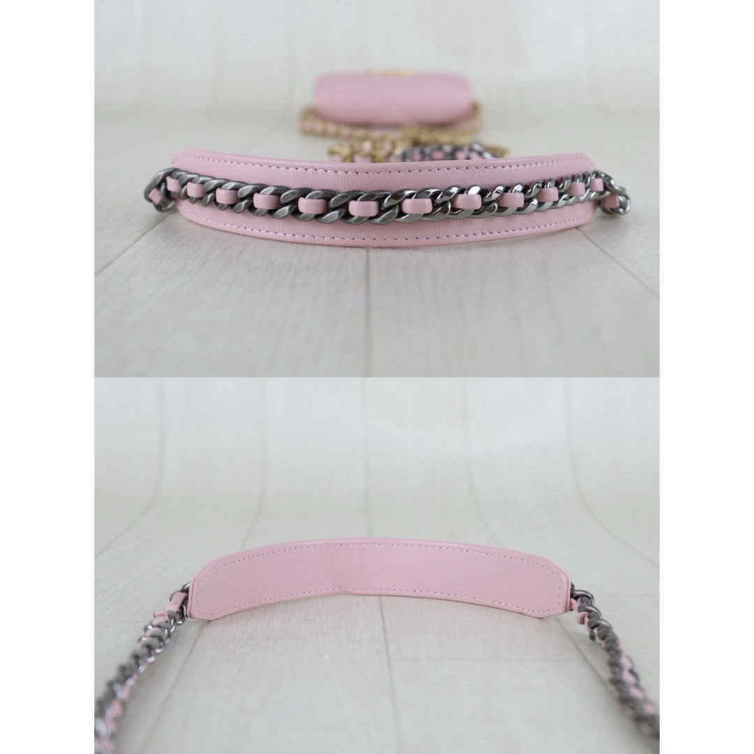 Include Entrupy Certificate of Authenticity｜Very Good ( Rank A)｜ CHANEL Matrasse Chain Calf Leather  Mini 19Bag  Pink Shoulderbag IC Chips Model｜S26010409