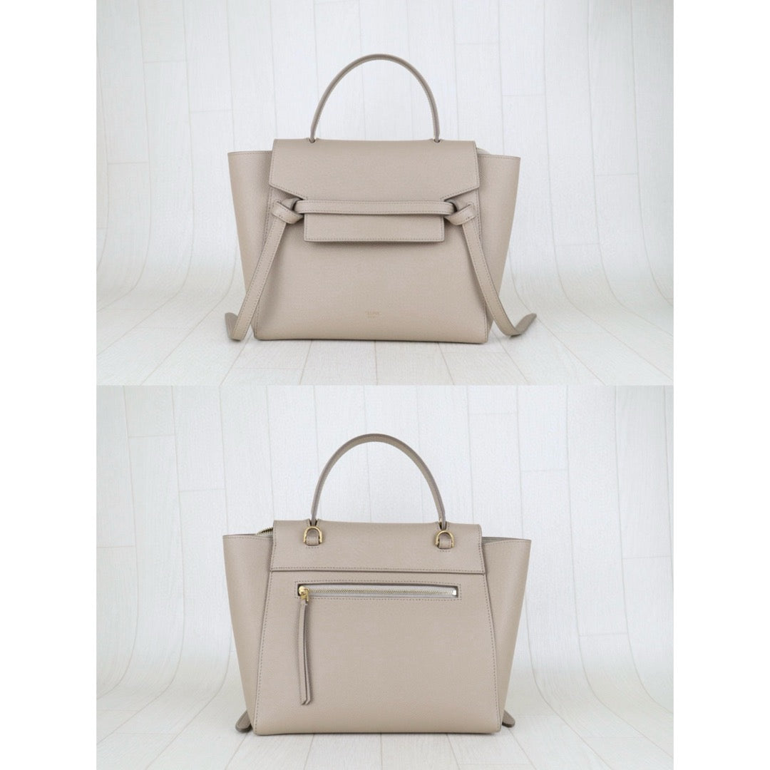 Very Good ( Rank A)｜CELINE Calf Leather Belt Micro Handbag Shoulder Bag Beige｜S25051303
