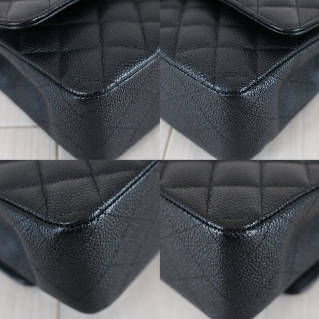 Excellent（Rank SA）｜   CHANEL Caviar Skin  Matrasse Double Flap 25 Shoulder Bag Black Made In 2014-2015Year｜S26030601