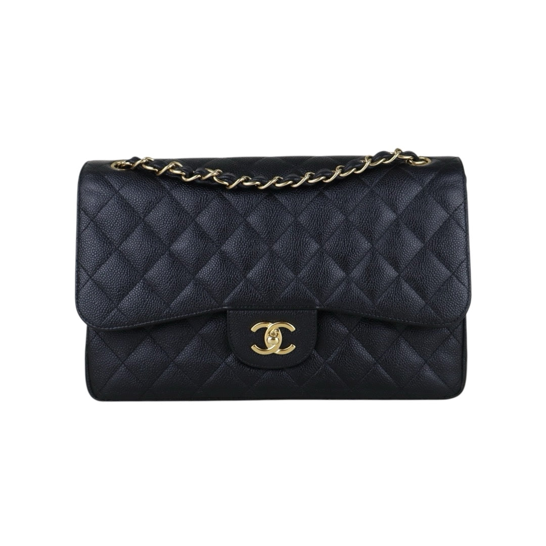 Include Entrupy Certificate of Authenticity｜Good ( Rank AB)｜ CHANEL Matrasse Chain Caviar Skin Jumbo Black  Made In 2014 Year｜S26041402