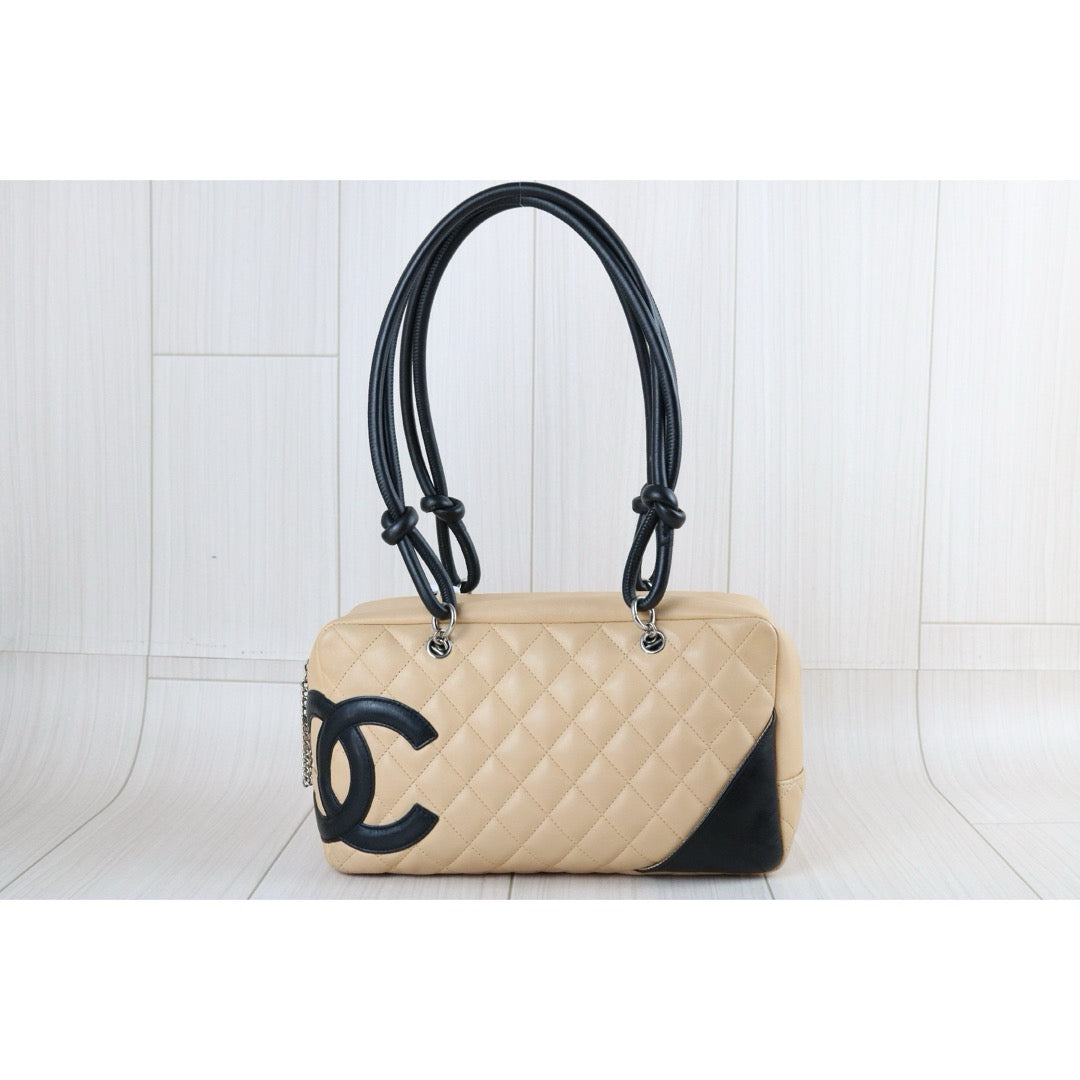 Include Entrupy Certificate of Authenticity｜Good ( Rank AB)｜CHANEL Cambon Ligne Bowler Tote Bag Beige Made In 2004～2005Year｜S26080107