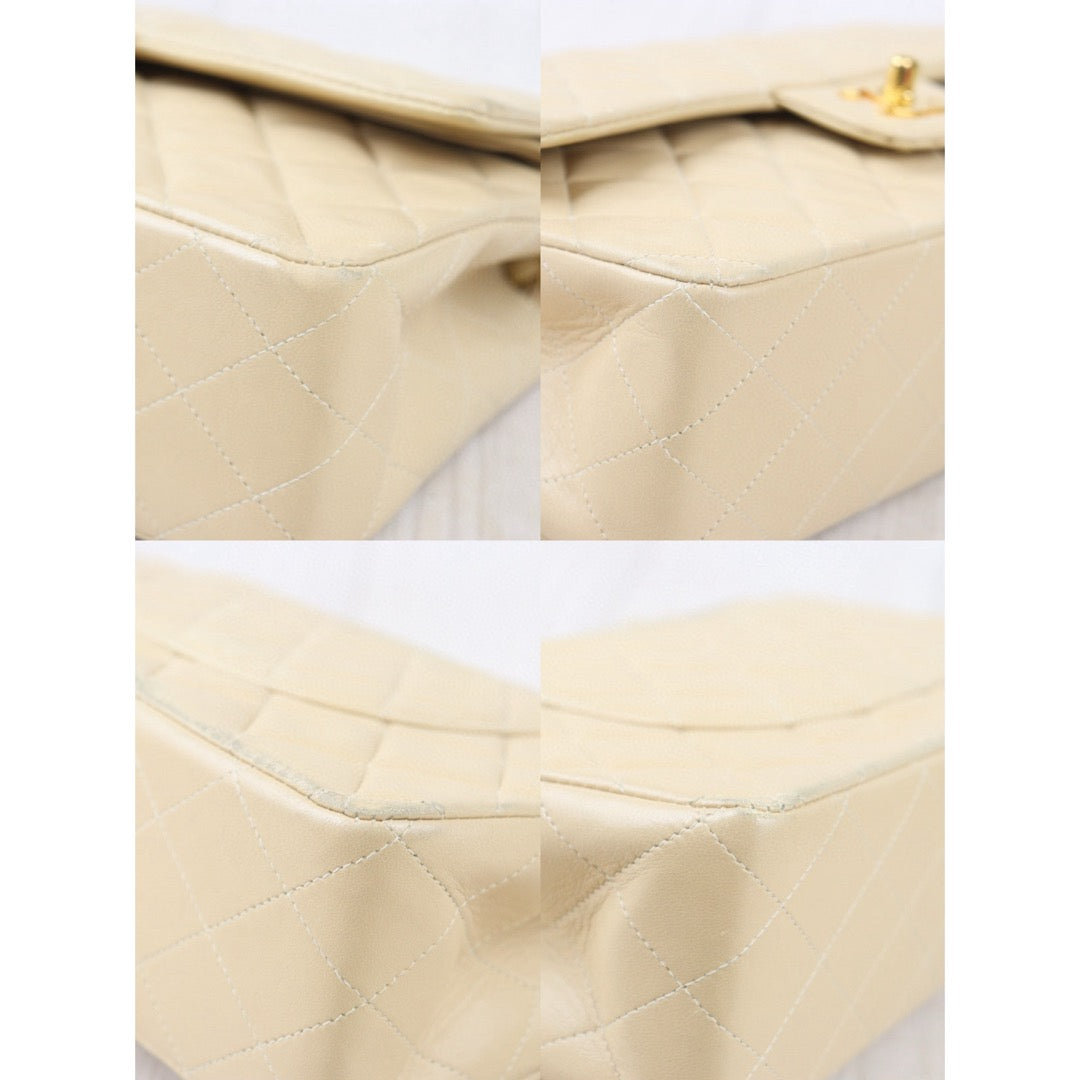 Good ( Rank AB)｜ CHANEL  Lamb Skin Beige Double Flap 25 Shoulder Bag Made in 1996-1997 Year ｜P24083012