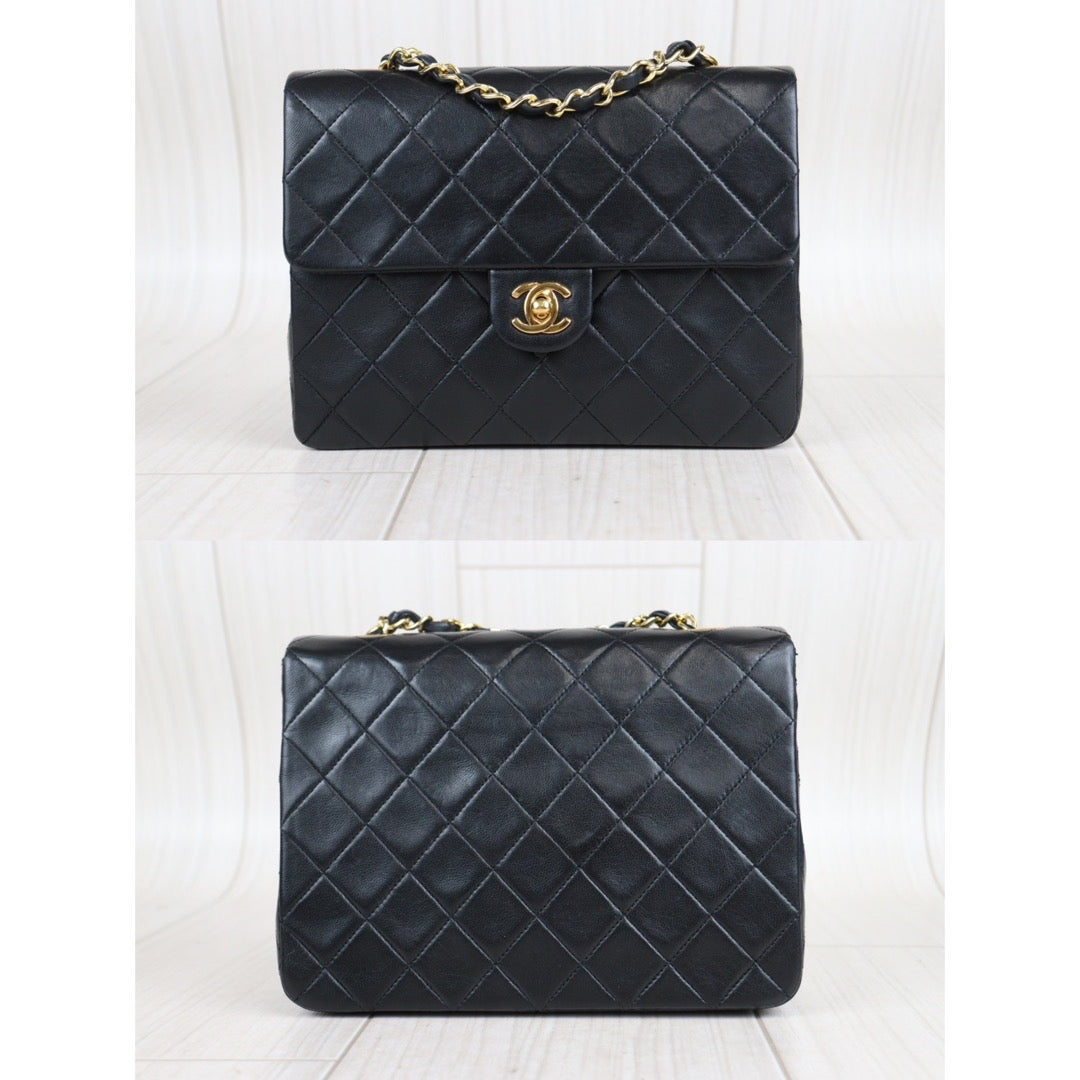 Rank AB ｜ CHANEL Black Lanbskin Square 20 Shoulder Bag Made In 1989～1991 Year｜23101211