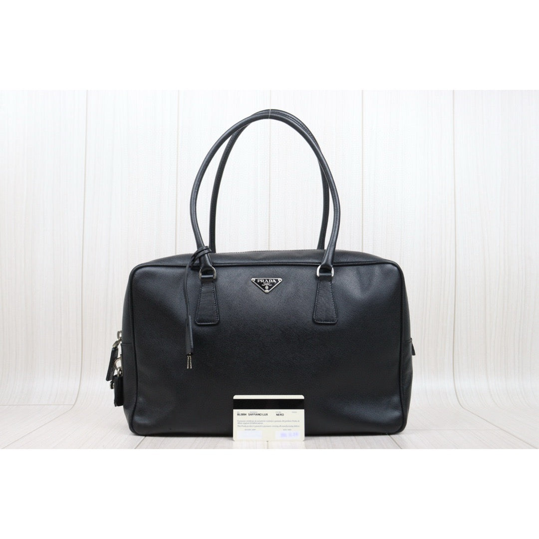 Good ( Rank AB)｜Prada Leather Saffiano Briefcase Handbag Black｜V25050815