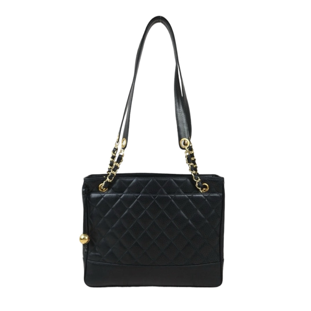 Very Good ( Rank A)｜ CHANEL Matrasse Lamb Skin  Tote Bag Black  Made In 1991-1994 Year｜W24080704