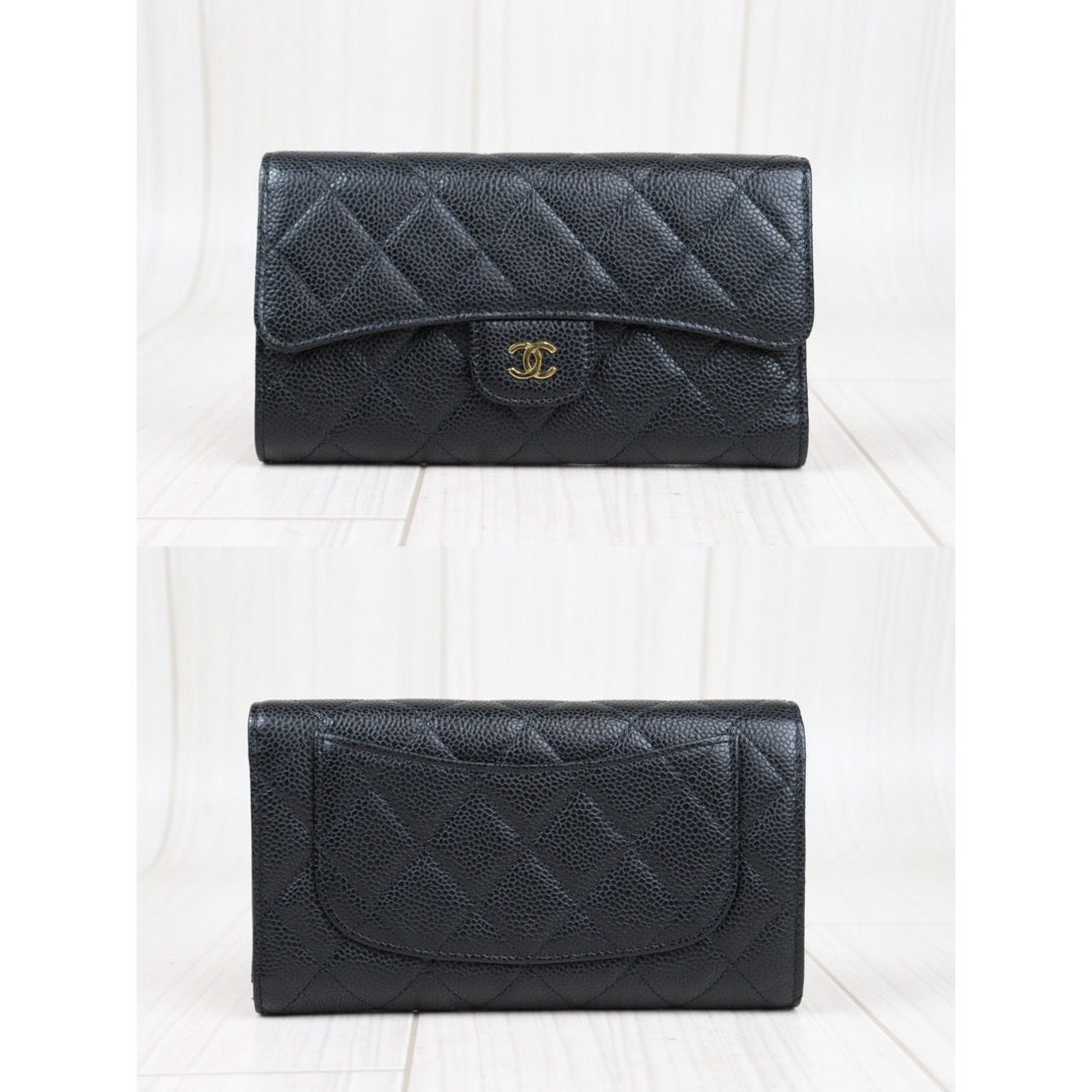 Rank A ｜CHANEL Caviar Skin Black Long Wallet Made In 2014 Year｜S23121101