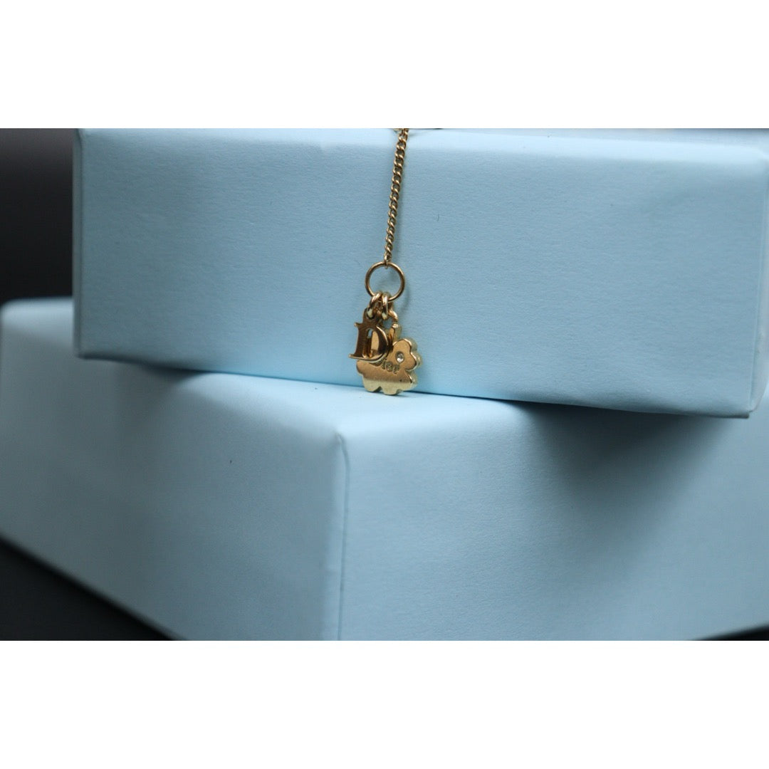 Very Good ( Rank A) ｜ Dior  Heart＆D Necklace Rhinestone Golden Plated ｜V25110617