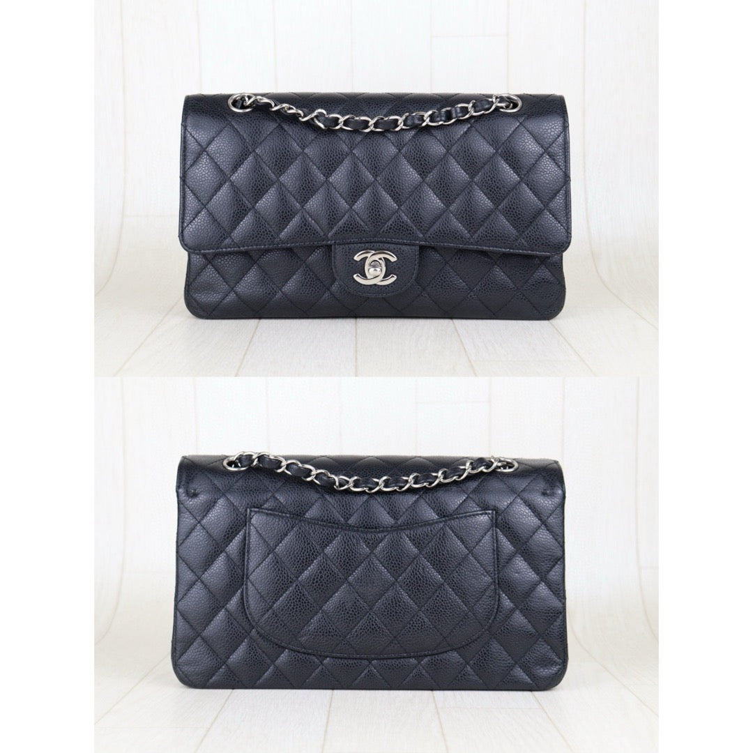 Good ( Rank AB)｜ CHANEL Caviar Skin Matrasse Double Flap 25 Shoulder Bag Black Made In 2009-2010 Year  ｜Y25011002