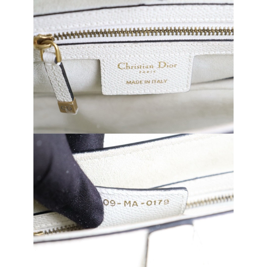 Good ( Rank AB)｜  Dior Calfskin Medium Saddle Bag White   ｜H25042219
