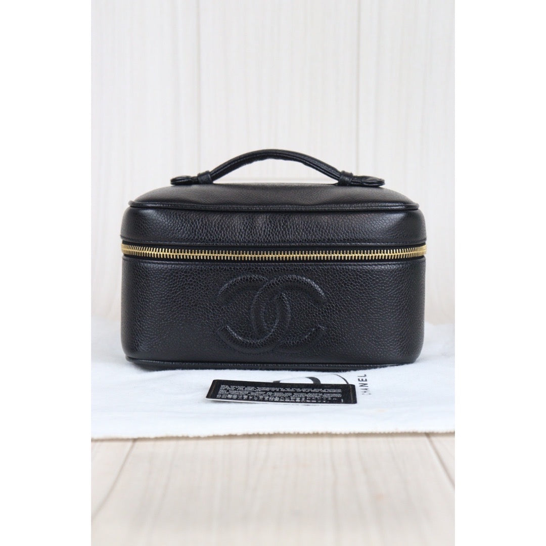 Rank A ｜ CHANEL Caviar Skin Vanity Handbag Black Made In 1994～1996 Year｜V23091510