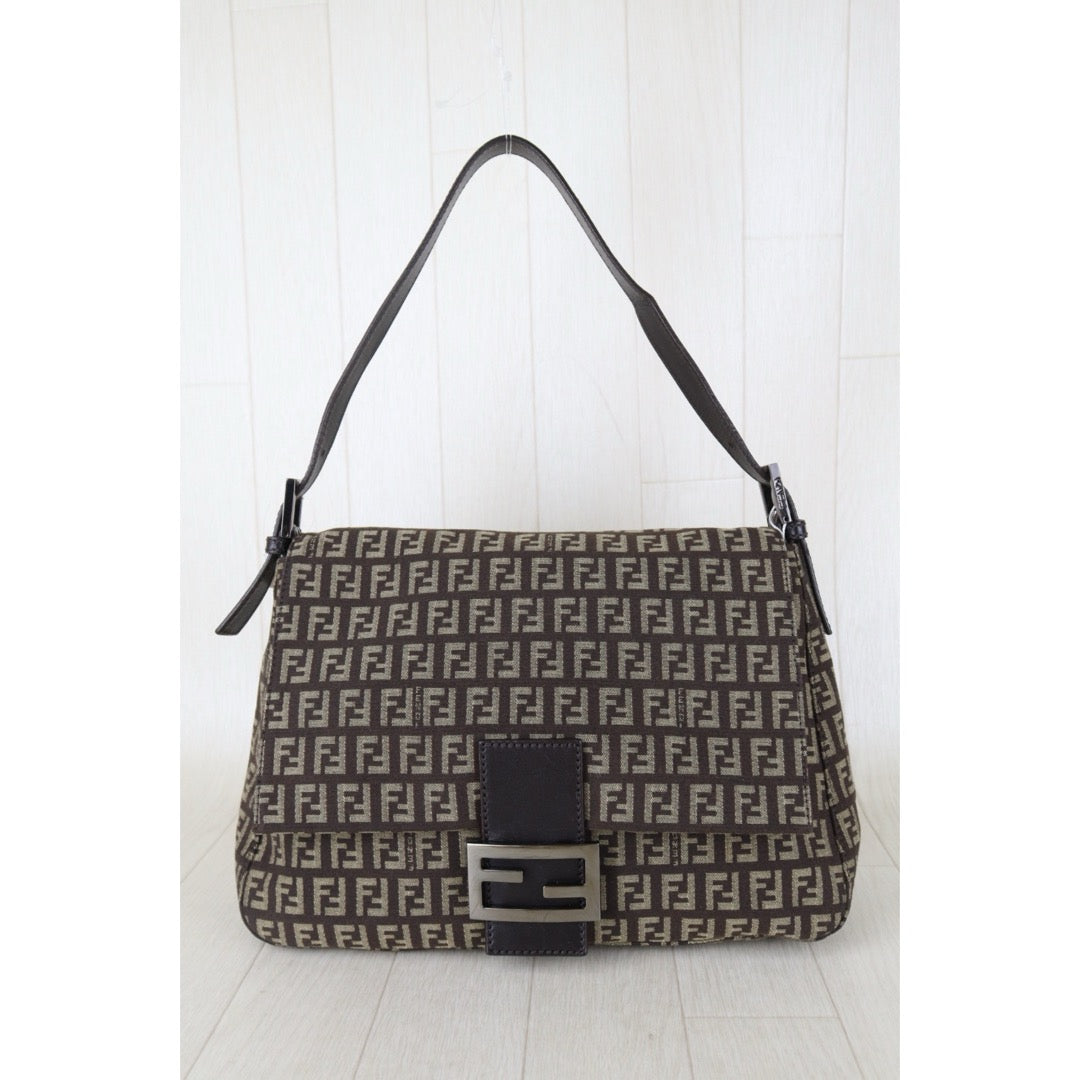 Include Entrupy Certificate of Authenticity｜Good ( Rank AB)｜ FENDI Zucca Mamma Baguette Shoulder Bag Brown｜S26082302
