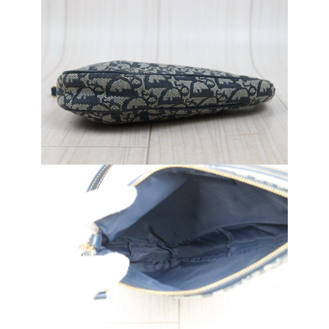 Good ( Rank AB) ｜ Dior Trotter Saddle Pochette Blue Shoulder Bag Small｜S25110433