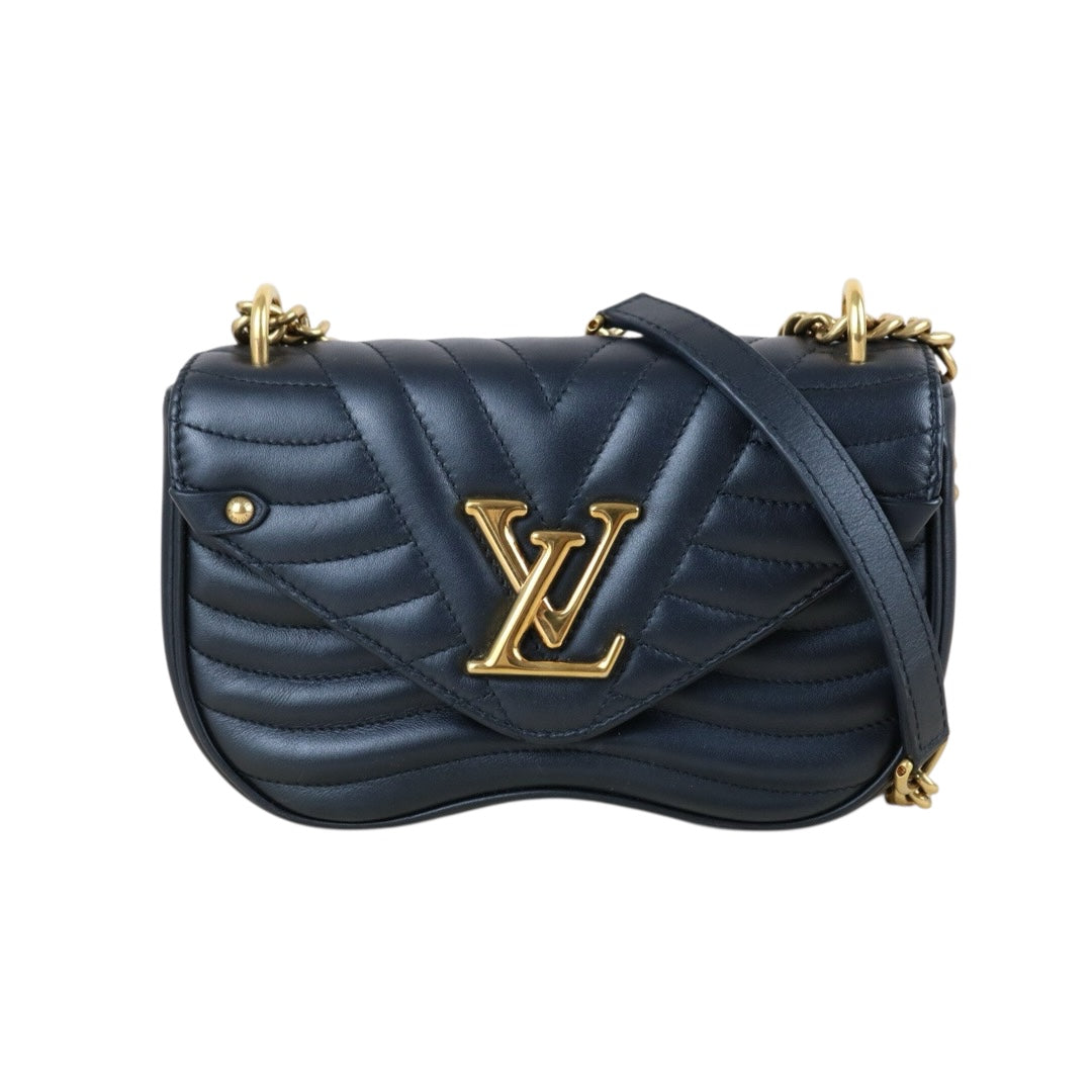 Include Entrupy Certificate of Authenticity｜Good ( Rank AB)｜ Louis Vuitton Calf Leather  New Wave Chain Shoulder Bag  Black｜Z26091613