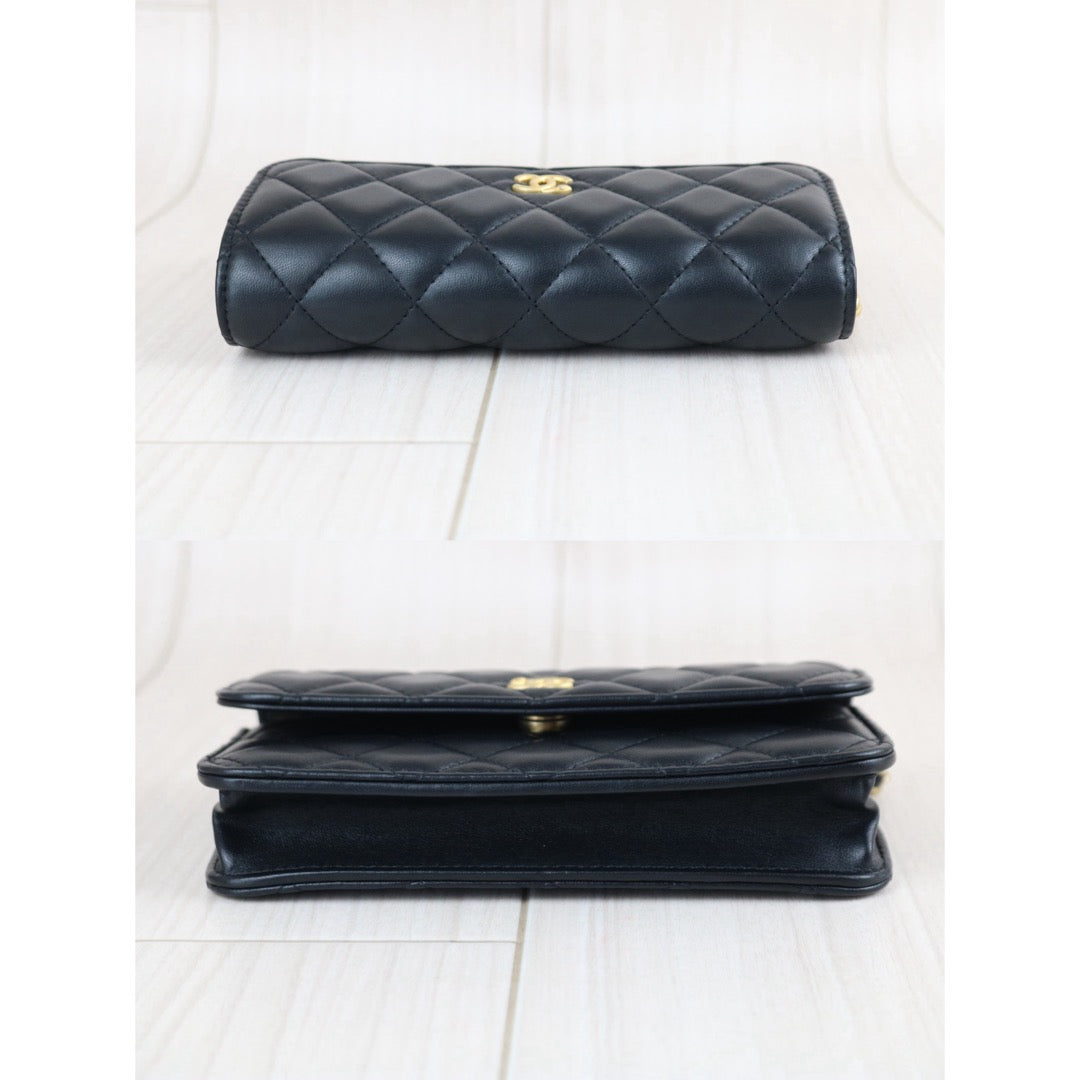 Include Entrupy Certificate of Authenticity｜Excellent（Rank SA）｜ CHANEL Matelasse Chain 23C Calfskin WOC Black IC Chips Model｜S26070902
