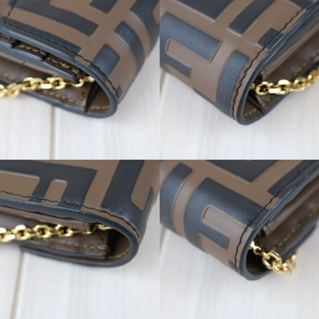 Include Entrupy Certificate of Authenticity｜Very Good ( Rank A)｜ FENDI Mamma Calf Leather Chain Bag  Gold Hardware ｜X26070606