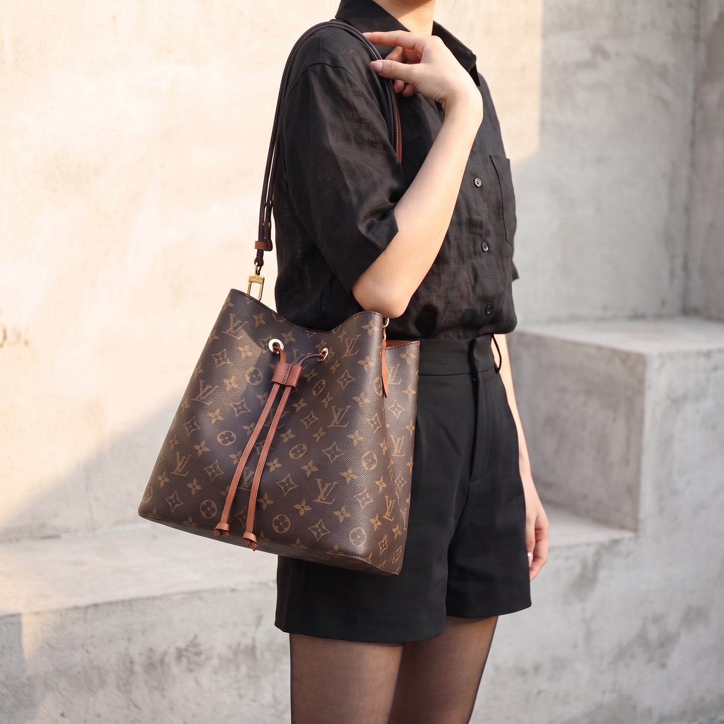 Include Entrupy Certificate of Authenticity｜Very Good ( Rank A)｜Louis Vuitton Monogram Neo Noe Shoulder Bag Brown｜S26072518