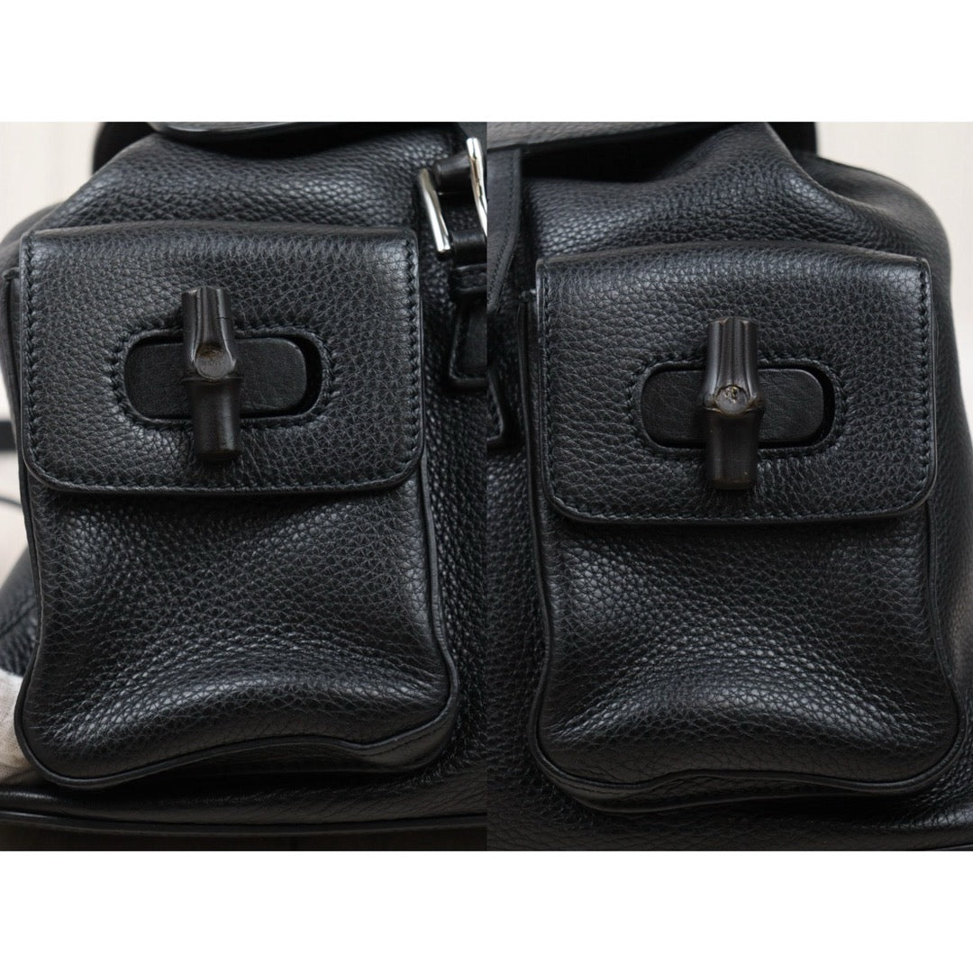 Very Good ( Rank A) ｜GUCCI Bamboo Leather Tassel Backpack GM Black｜25061007