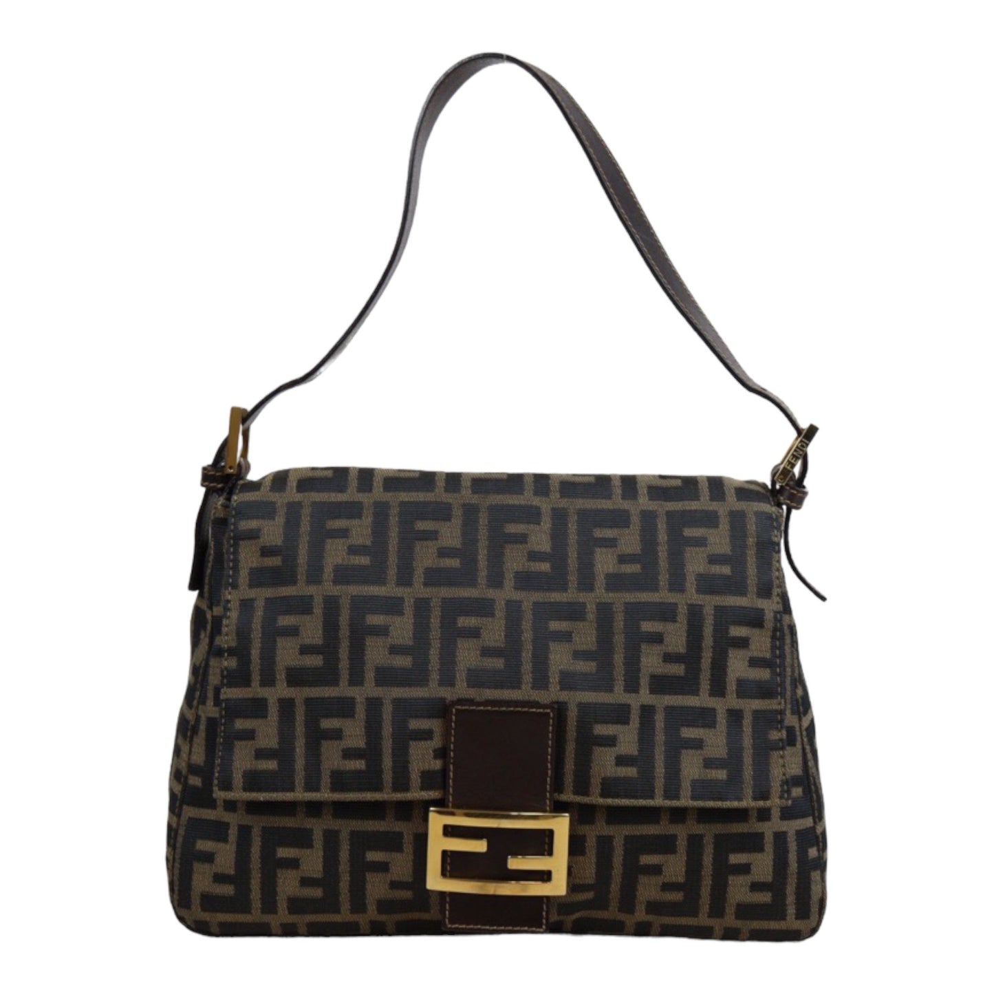 Rank A｜ FENDI Zucca Mamma Baguette Shoulder Bag Gold Hardware｜23112107