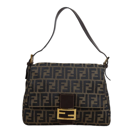 Rank A｜ FENDI Zucca Mamma Baguette Shoulder Bag Gold Hardware｜23112107