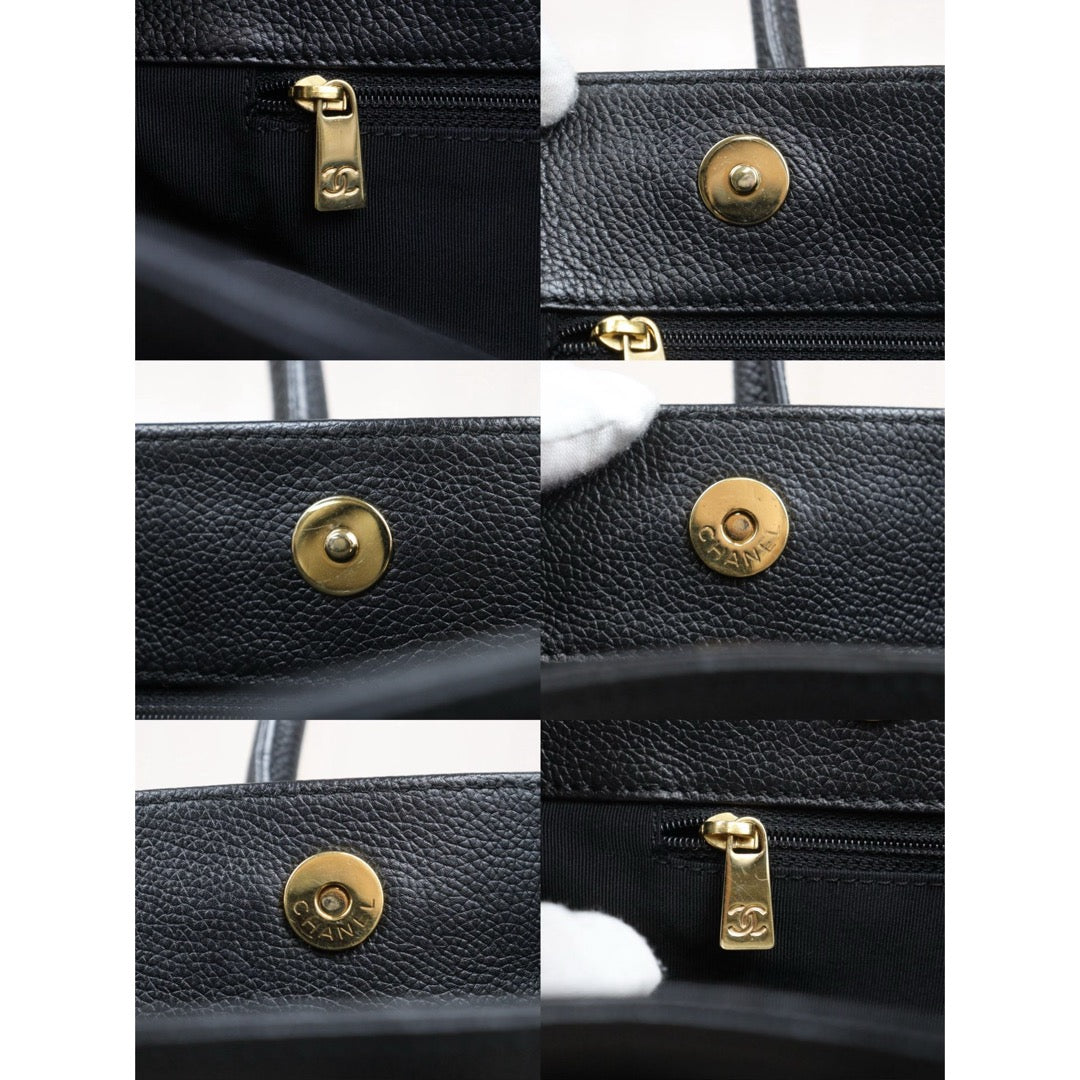 Good ( Rank AB) ｜CHANEL Calf Leather Cerf Tote Shoulder Bag Black Made in 2004-2005Year｜25112502
