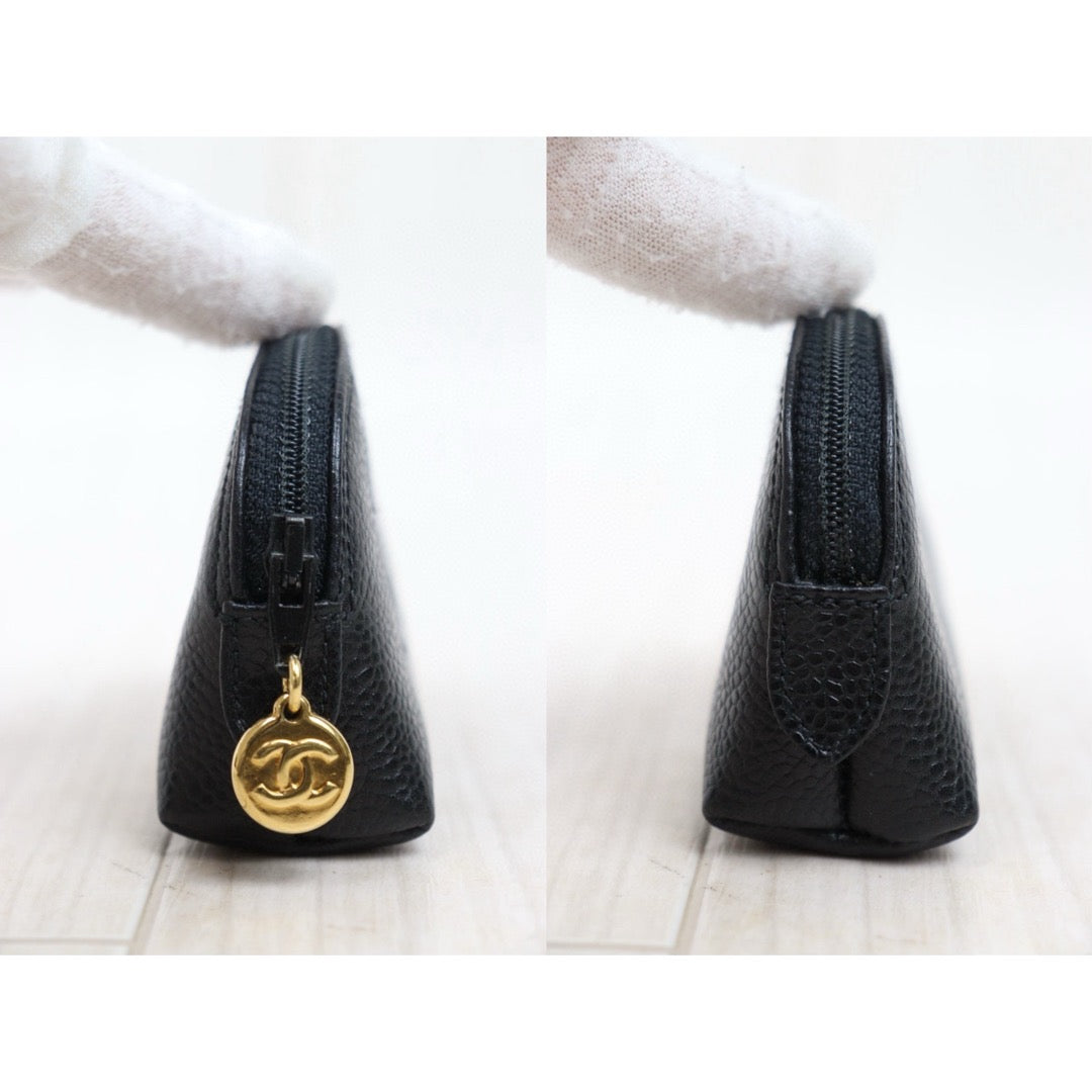 Very Good ( Rank A) ｜CHANEL Caviar Skin Mini Coin Case Purse Black Made in 1994-1996 Year｜25020617