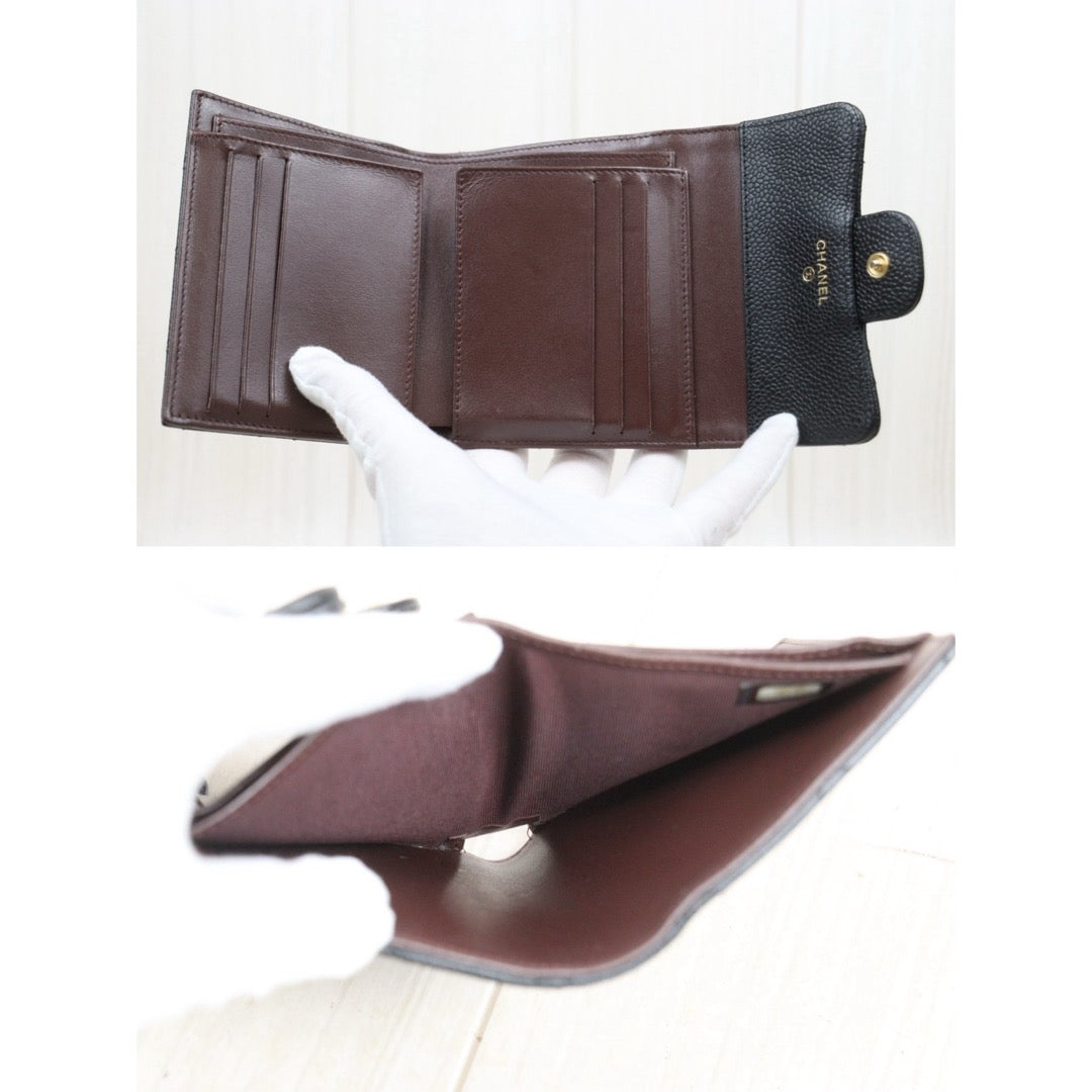 Good ( Rank AB)｜CHANEL Caviar Skin Calf Leather  Black Wallet Made In 2018-2019Year｜V25112103