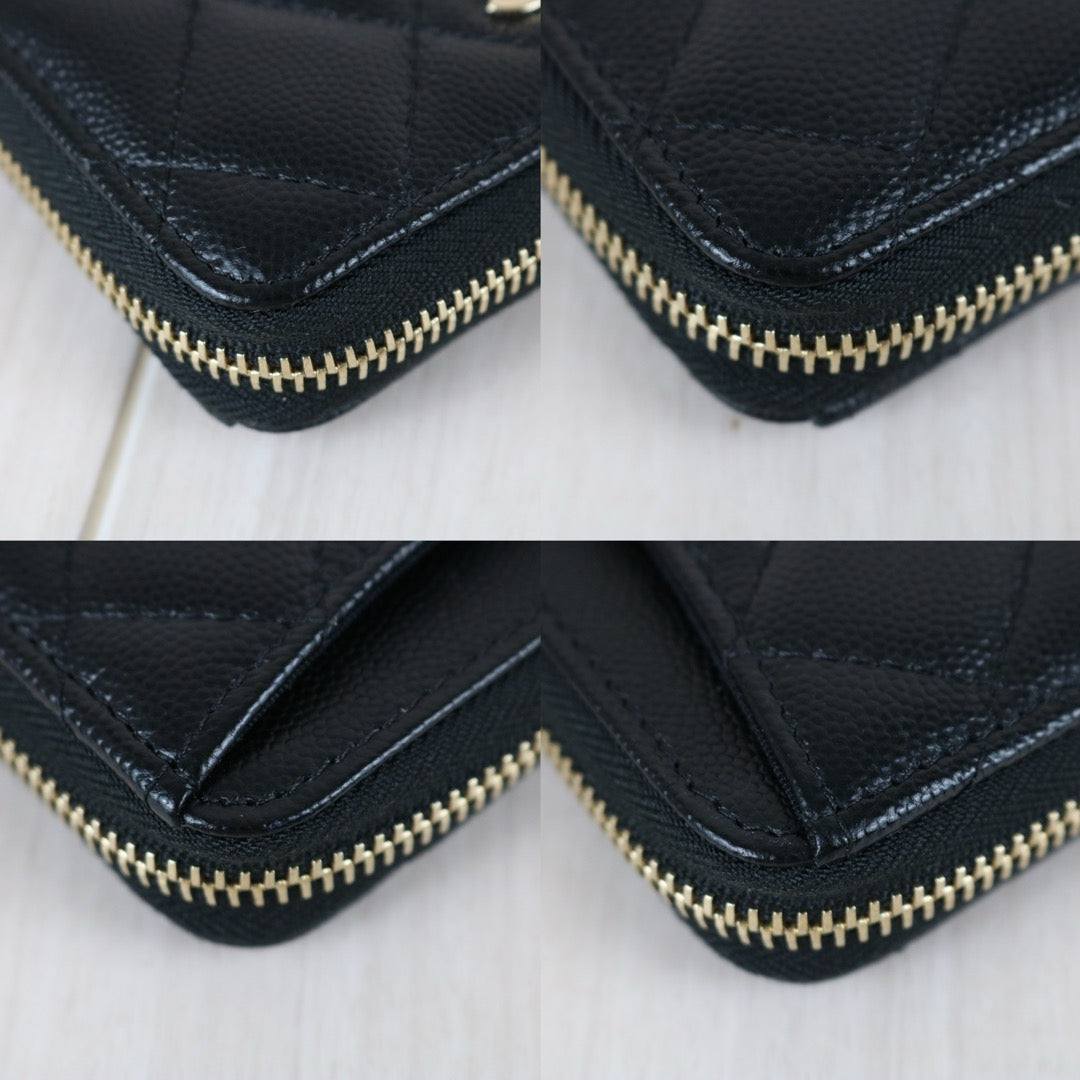 Very Good ( Rank A) ｜CHANEL Caviar Skin Calf Leather Coin Purse Black Made In 2018~2019 Year｜S25063003