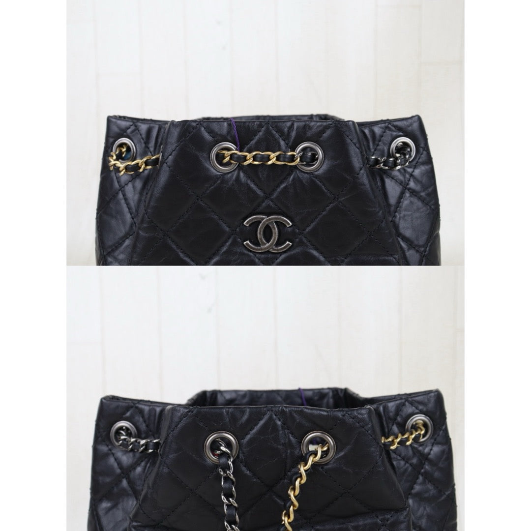 Include Entrupy Certificate of Authenticity｜Very Good ( Rank A)｜ CHANEL Gabrielle Calfskin Chain Backpack Black Made In 2017-2018Year｜S26072548