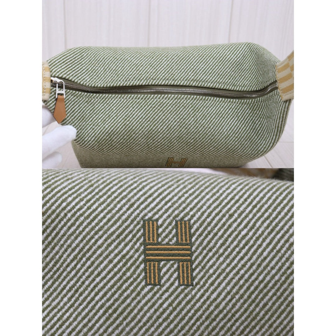 Very Good ( Rank A) ｜ HERMES Bride-A-Brac Canvas Green and Beige Handbag ｜W25121605