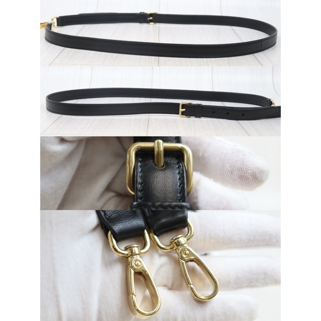 Very Good ( Rank A)｜MiuMiu Lamb Skin Pocket Nappa Hand Bag Shoulder Bag Black｜Y25072803