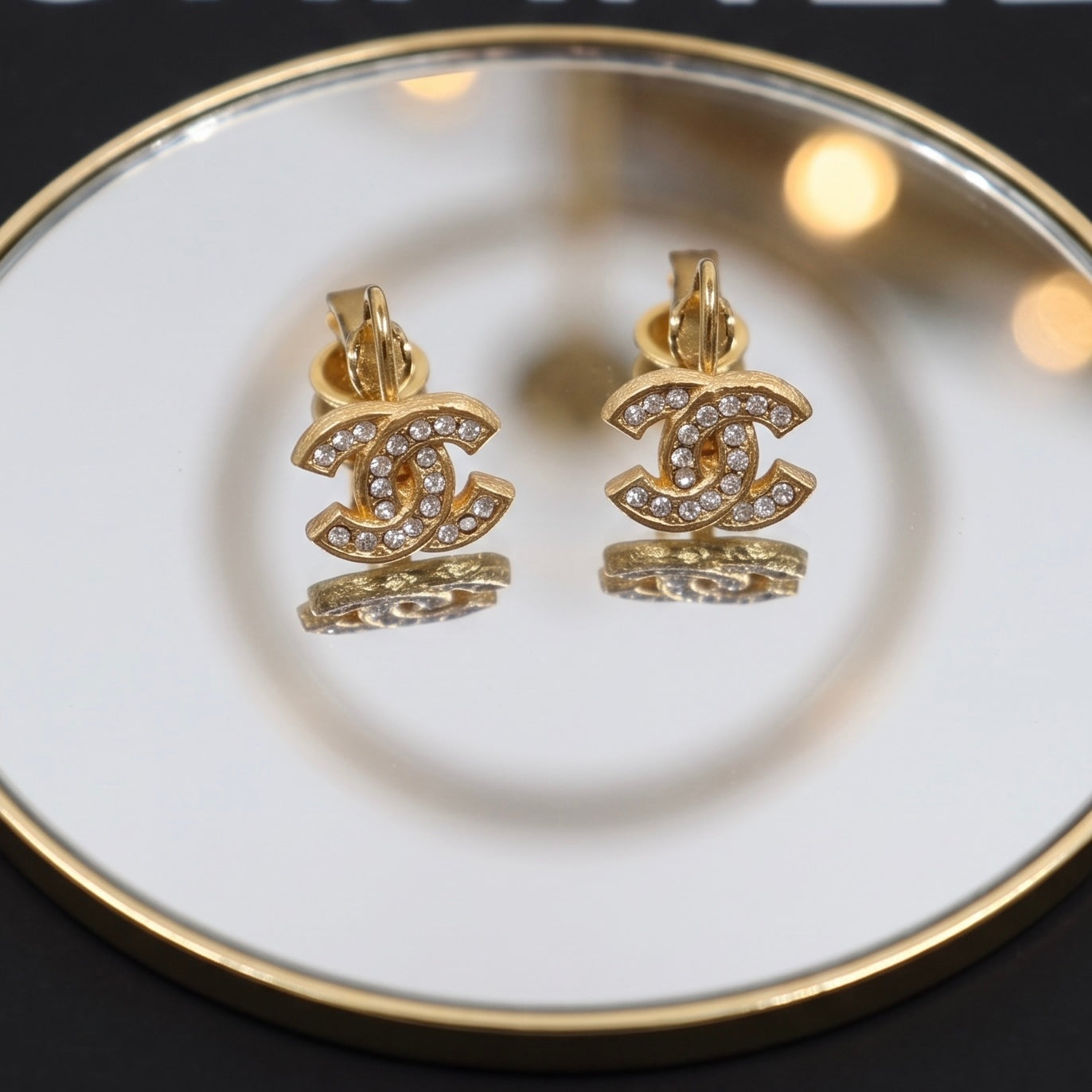 Include Authentic Detective Certificate of Authenticity｜Very Good ( Rank A) ｜CHANEL  COCO Mark Rhinestone Earrings ｜26070308