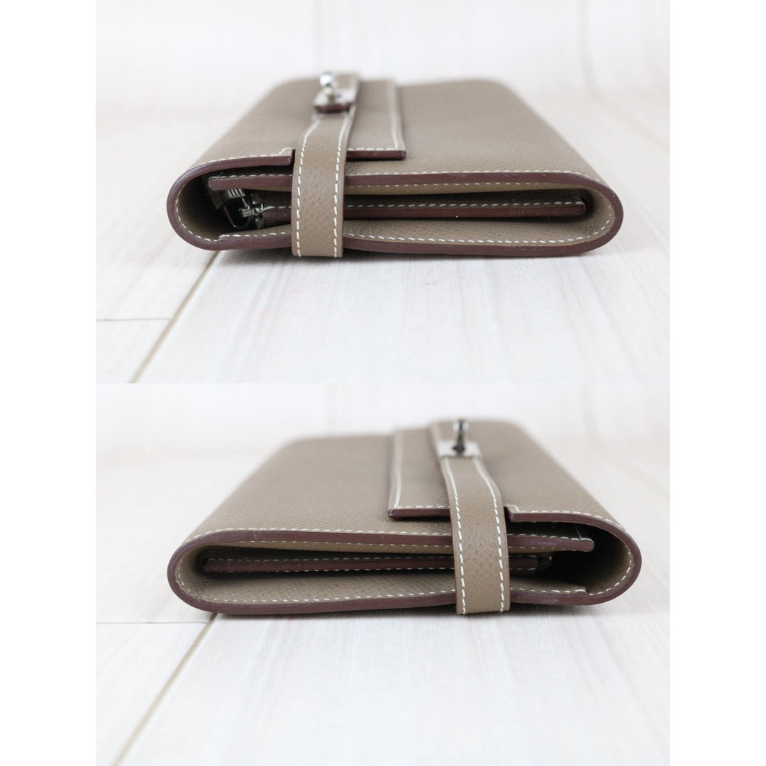 Include Entrupy Certificate of Authenticity｜Good ( Rank AB)｜ HERMES Epsom Kelly Wallet Etoupe Gray X Stamp Made In 2016Year｜X26051704