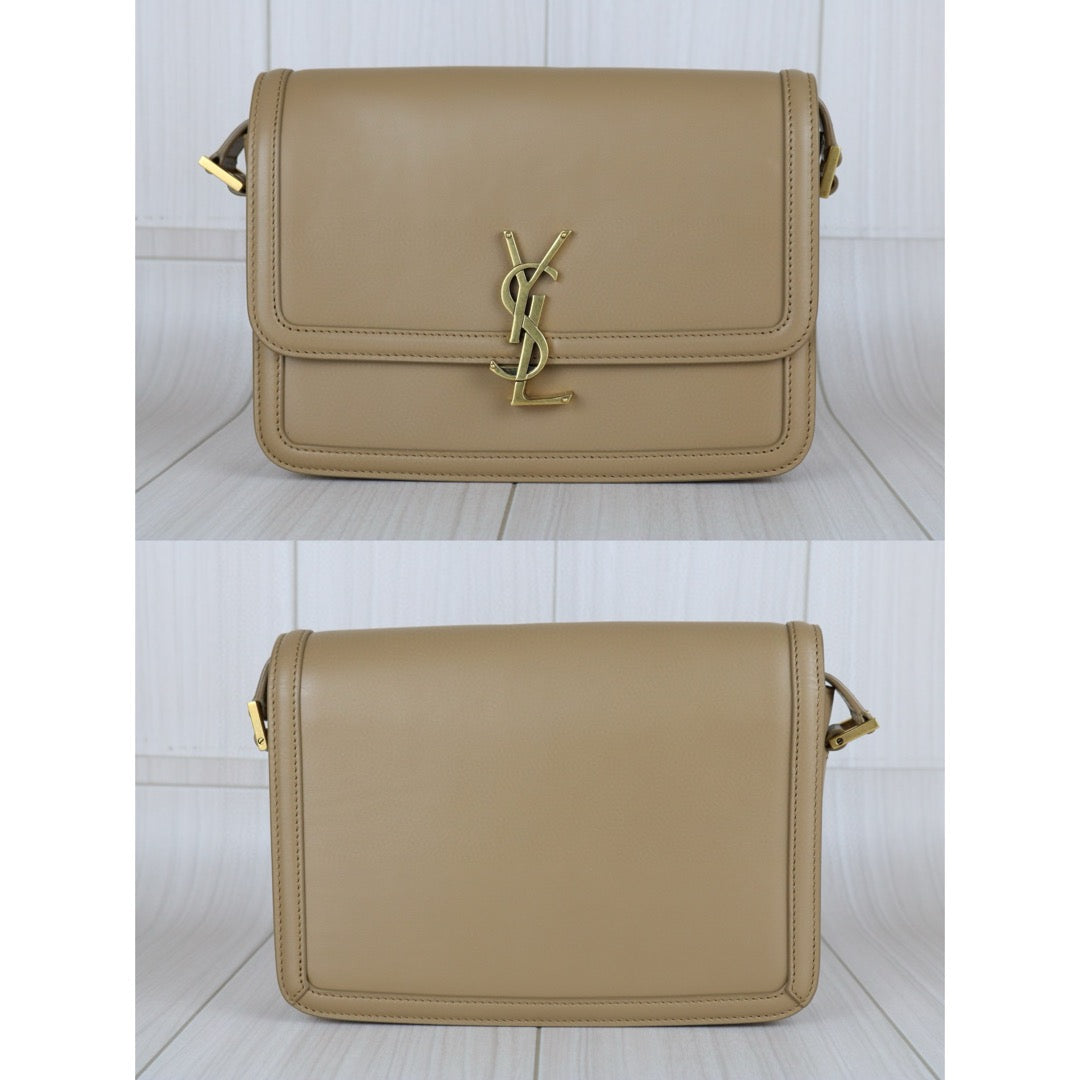 Good ( Rank AB)｜  Saint Laurent YSL Solferino Box leather Beige MM Shoulder Bag ｜B25012206
