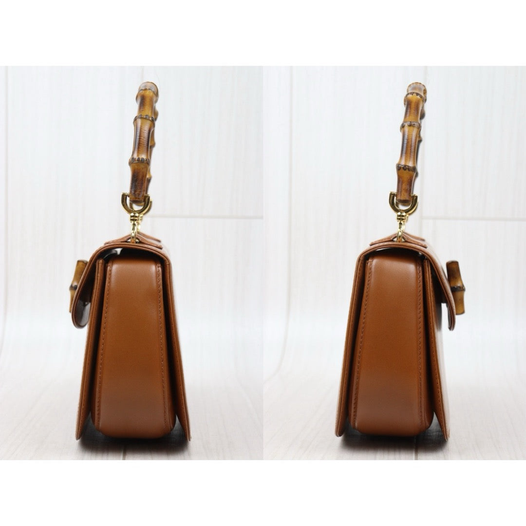 Very Good ( Rank A) ｜ GUCCI Vintage Bamboo Hand Bag With Shoulder Strap Brown ｜V24122606