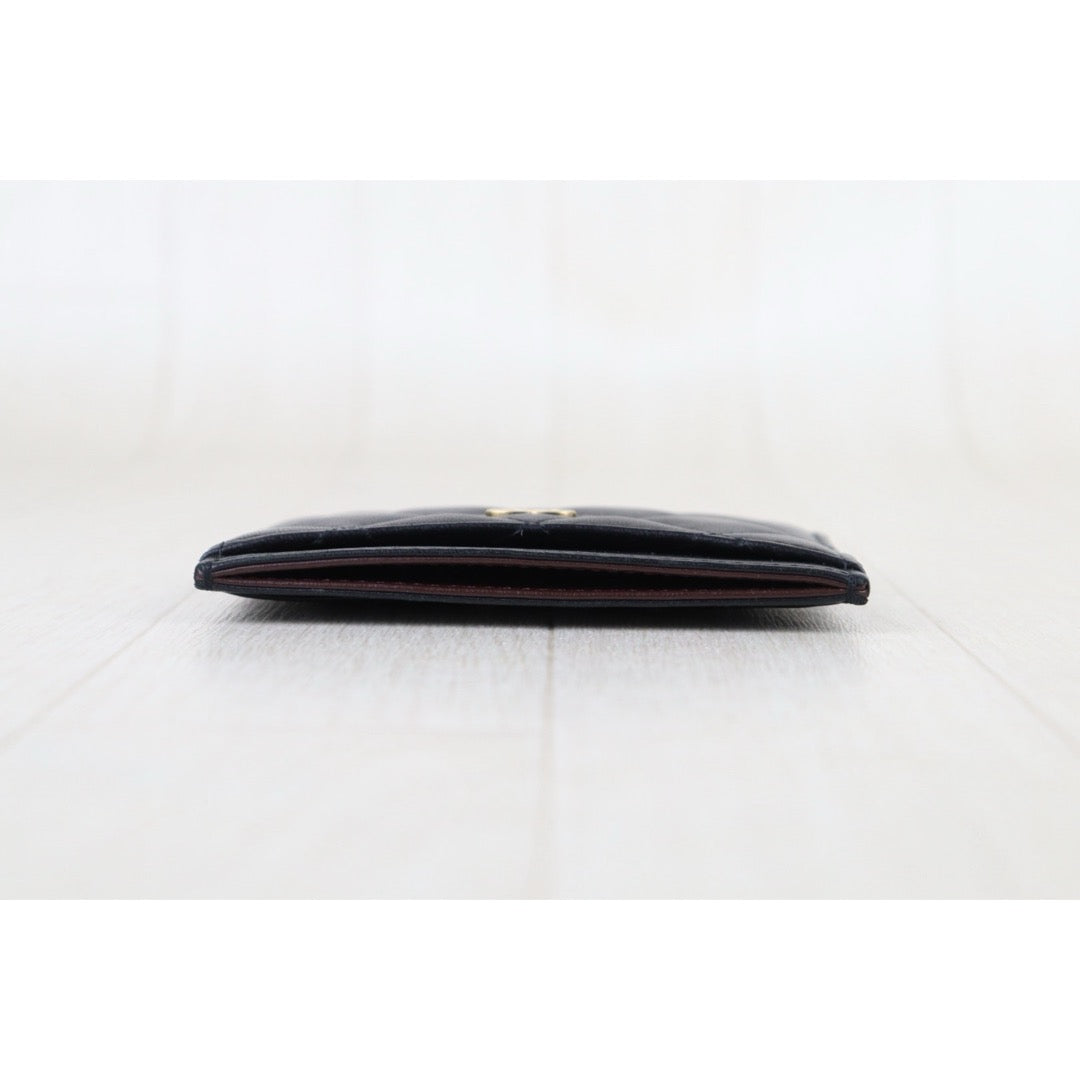 Include Entrupy Certificate of Authenticity｜Very Good ( Rank A)｜Chanel Lamb Skin Black Card Holder  Made In 2021-2022Year ｜S26052511