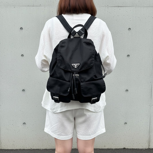 Include Entrupy Certificate of Authenticity｜Very Good ( Rank A) ｜Prada  Nylon Black Backpack Medium｜26070201