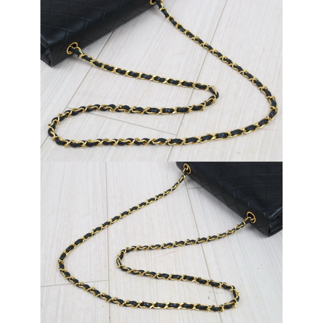 Good ( Rank AB)｜ CHANEL Matrasse Lamb Skin Chain Bag Black Made in 1989-1991 Year｜25020618