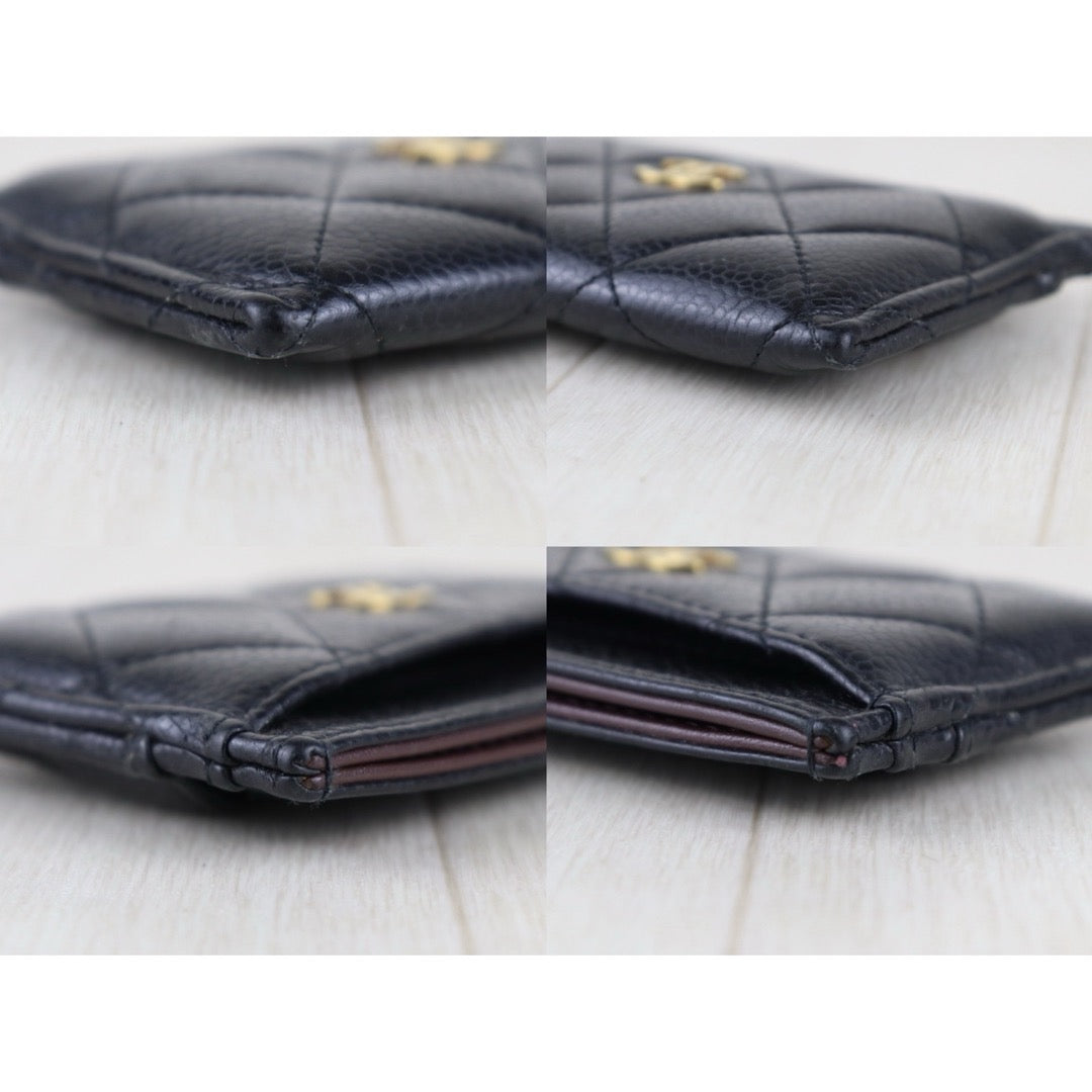 Include Entrupy Certificate of Authenticity｜Good ( Rank AB)｜CHANEL Caviar Skin Black Card Holder Made In 2021-2022Year｜S26052512