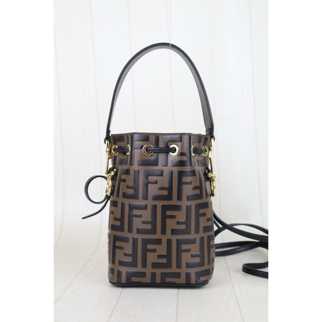 Very Good ( Rank A)｜ FENDI Zucca Mini Mon Tresor Bucket bag Shoulder Bag Brown ｜S25092206