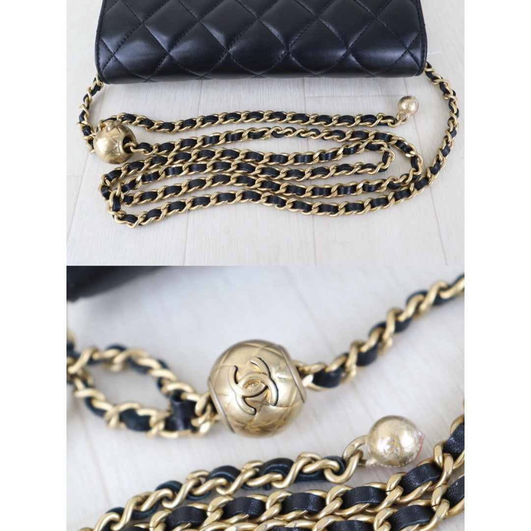 Include Entrupy Certificate of Authenticity｜Very Good ( Rank A)｜CHANEL Lamb Skin WOC Chain Bag Black IC Chips Model｜Z26100802