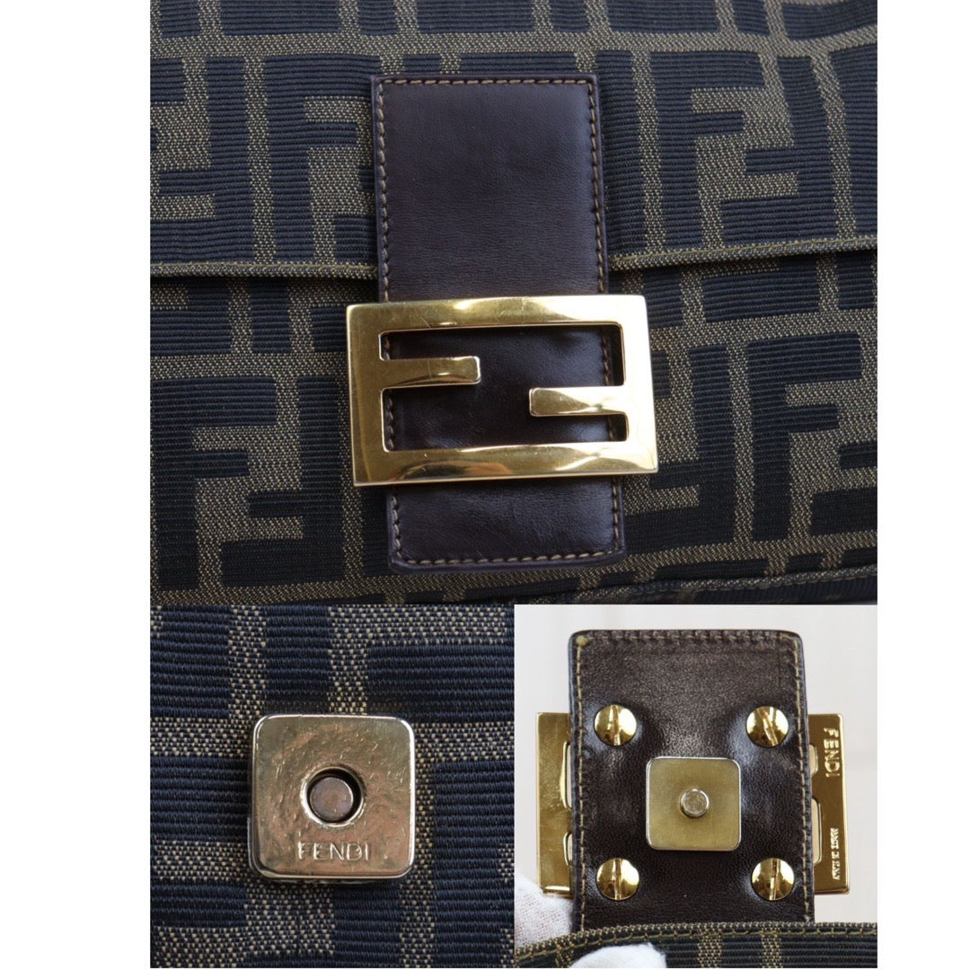 Rank A｜ FENDI Zucca Mamma Baguette Shoulder Bag Gold Hardware｜24030108