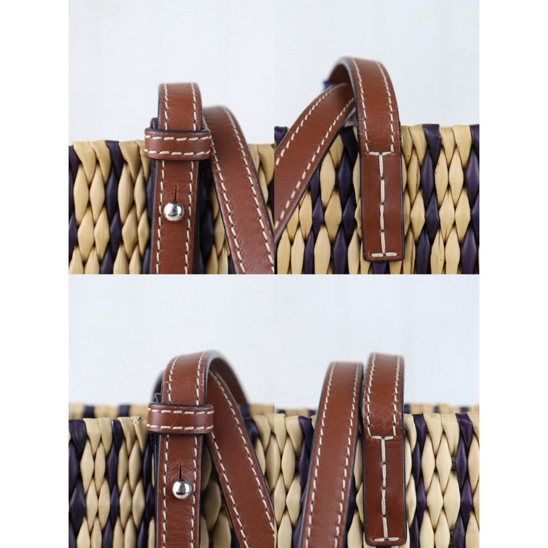 Include Entrupy Certificate of Authenticity｜Good ( Rank AB)｜ LOEWE Straw  Basket Handbag Shoulder Bag ｜S26060117