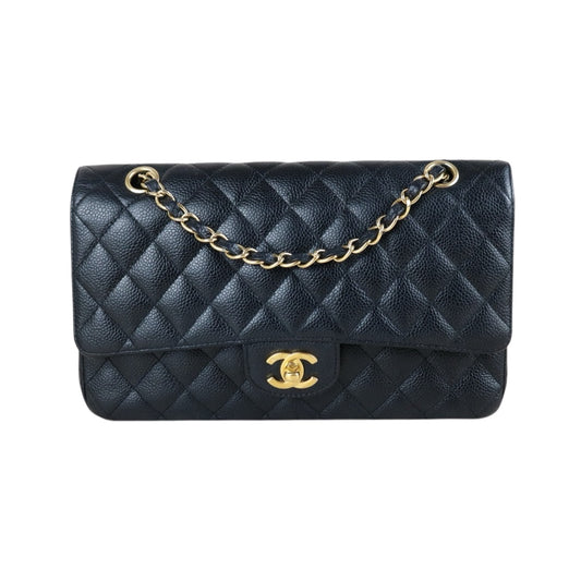 Include Entrupy Certificate of Authenticity｜Very Good ( Rank A)｜ CHANEL Caviar Skin Matrasse Chain Double Flap 25 Shoulder Bag Black Made In 2006-2008Year  ｜S26052101
