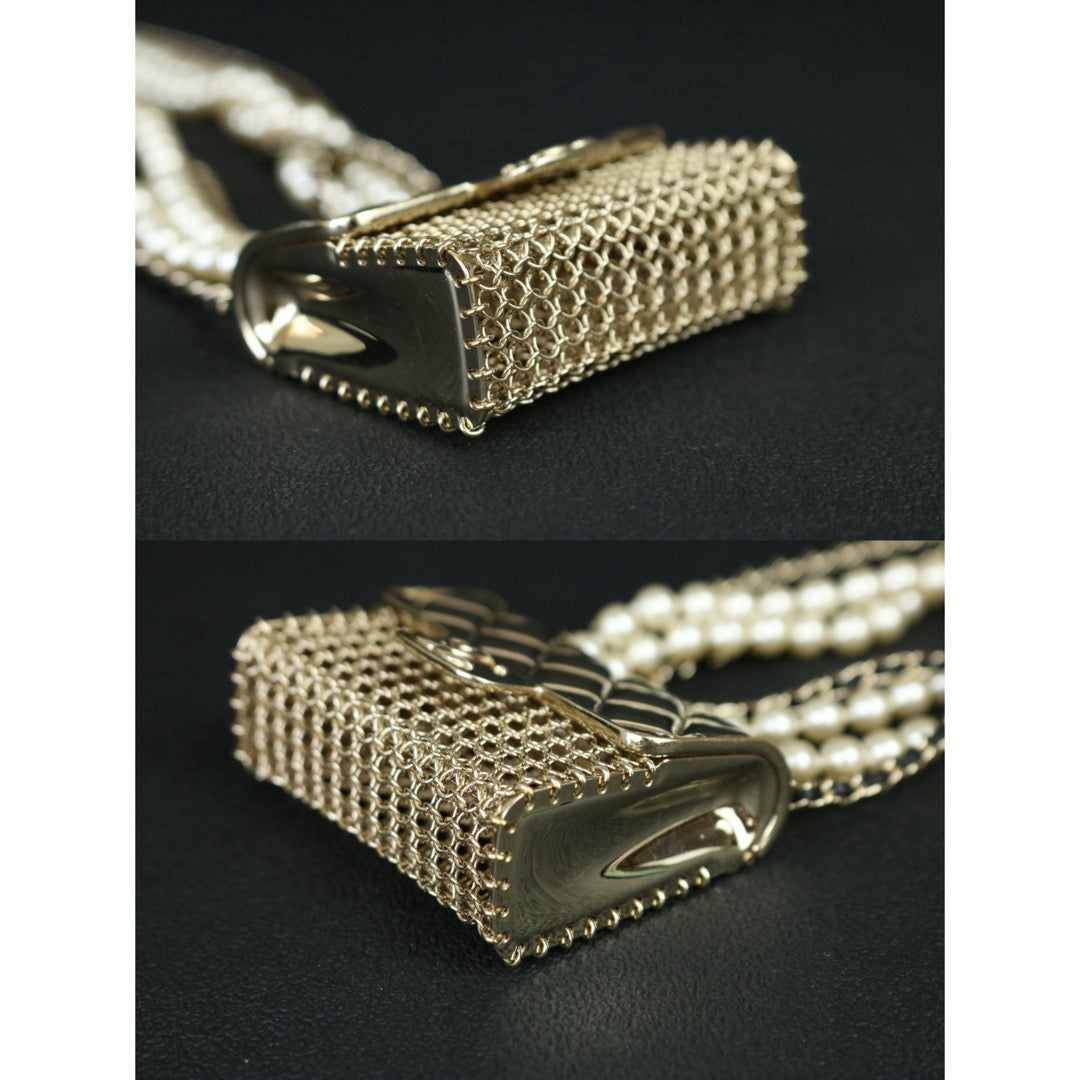 Include Authentic Detective Certificate of Authenticity｜Very Good ( Rank A) ｜ CHANEL B21S  Coco Mark  Pearl  Double Chain Tinybag Made In 2021Year Limited edition｜S26062104