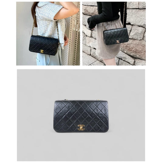Good ( Rank AB)｜ CHANEL Matrasse  Lamb Skin Flap 23 Chain Bag Black Made in 1989-1991 Year｜J25060507