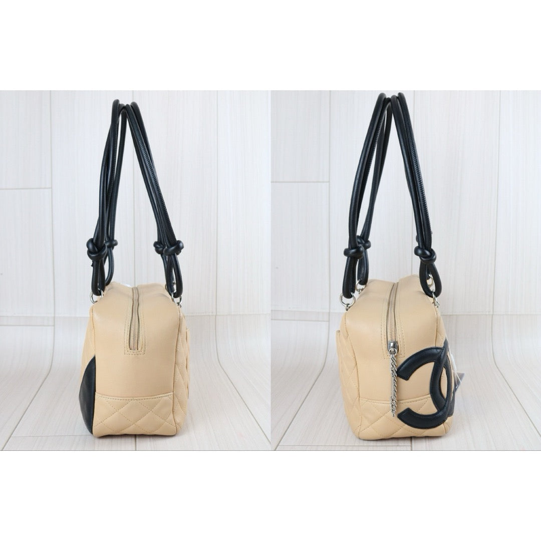 Include Entrupy Certificate of Authenticity｜Good ( Rank AB)｜CHANEL Cambon Ligne Bowler Tote Bag Beige Made In 2004～2005Year｜S26080107