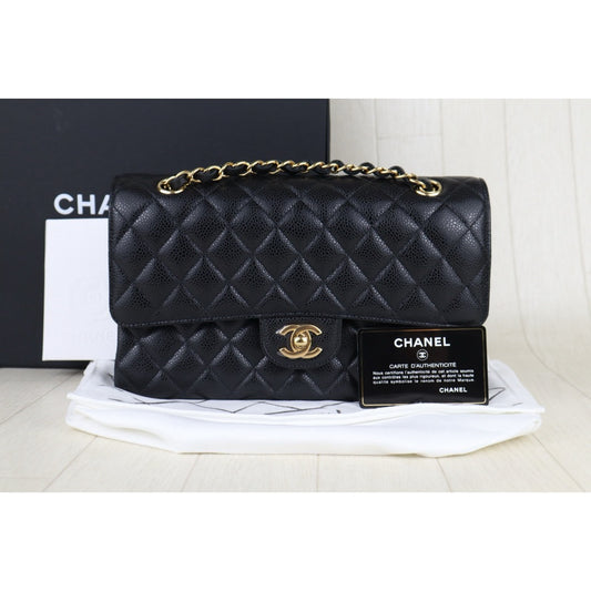 Excellent（Rank SA）｜ Full Set CHANEL Caviar Skin Matrasse Double Flap 25 Shoulder Bag Black Made In 2020-2021Year｜S25101102