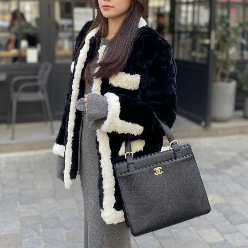 Include Entrupy Certificate of Authenticity｜Very Good ( Rank A)｜ CHANEL Caviar Skin Vintage Tote Bag Black Made In 1997～1999Year｜S26031905