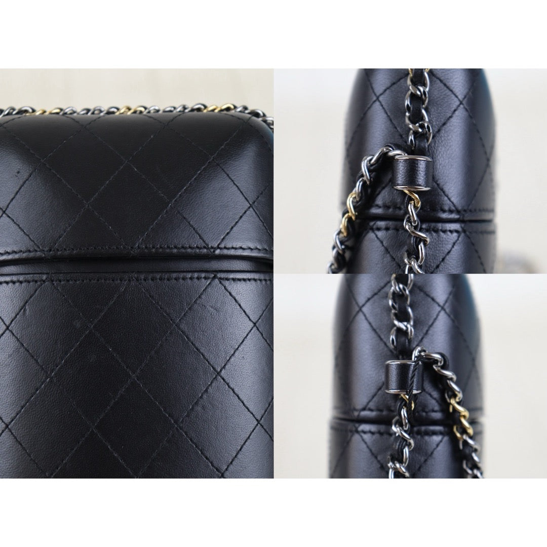 Include Entrupy Certificate of Authenticity｜Very Good（Rank A）｜CHANEL Calfskin Mixed Metal Hardeare Chain Phone Holder Shoulder Bag Black Made in 2016-2017Year｜S26090741